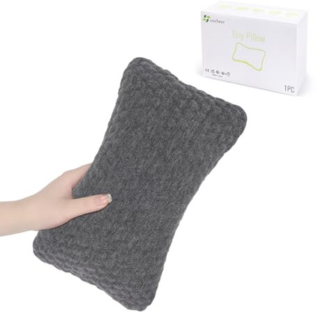 vocheer Kleine Kissen zum Schlafen, 27,9 x 17,8 cm, Mini-Reisekissen, winzige Kissen für Nacken, Handgelenk, Lendenwirbelsäule und Knie, Haustierkissen, Baumwolle, maschinenwaschbar, Dunkelgrau, 1