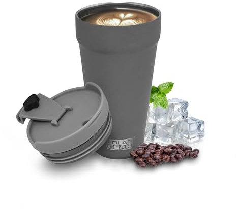Polar Gear Coffee Cup Travel Mug, 470ml Large Travel Mug, Insulated Cup with Leakproof Screw Closure Lid, 304 Stainless Steel Double Walled, Reusable Coffee Cups (Graphite)