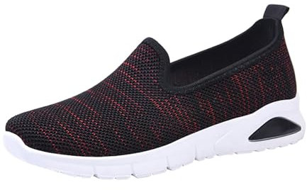 CUTeFiorino Damenschuhe Schwarz 45 Weiche orthopädische Schuhe für Damen, atmungsaktiv, gewebt, zum Gehen, Slip-On-Schaumstoffschuhe, Fußgewölbeunterstützung, Hände, Slip-In-Sneaker Ogg (Red, 36)