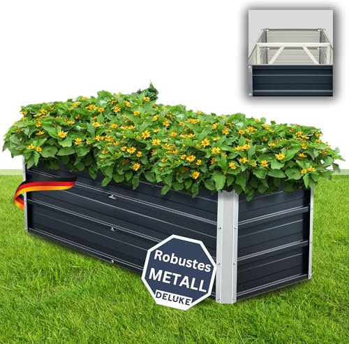 DELUKE® Hochbeet Metall JUPP - Verzinkter Stahl Wetterfest | Hochbeet für Garten | Anthrazit, 125x47x40cm
