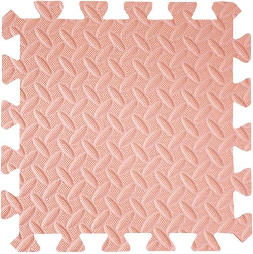 Lot de 12 Tapis en Mousse emboîtables 12 x 12 et 24 x 24 Pouces, Tapis de Jeu d'exercice avec Bordure, Tapis épais pour équipement de Gym, entraînement et Yoga, Rose Clair, 30 x 30 x 1,2 cm