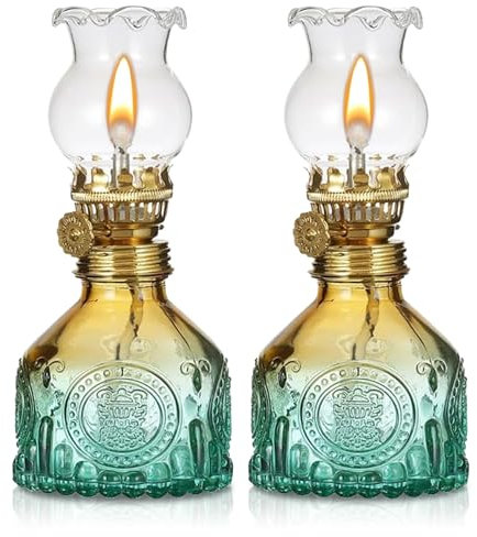 Lámpara De Aceite, 2 Piezas Lámpara De Queroseno, Lampara Aceite, Brillo Regulable, Linterna De Queroseno, Lámpara De Parafina Para Salón, Comedor, Jardín (8x8x17 cm)