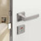 Indicator Door Lock, Indoor Wooden Door Indicator Locks Square Privacy Door Bolt Latch with Red and Green Split Lock for Public Toilet(Silver)