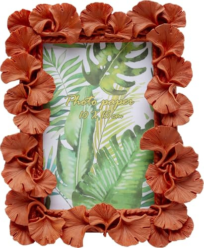 Kare Design Bilderrahmen Ginkgo Leaf, Orange, 10x15 cm | handbemalt, fürs Wohnzimmer, zeitlos