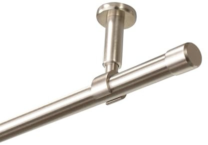 iso-design Gardinenstange zur Deckenmontage 20 mm Durchmesser in den Farben Edelstahl, Schwarz und Messing matt, Endstück Kappe, 120 cm