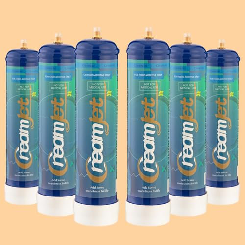 Bombole monouso N2O da 640 g coppia sifone Chantilly ossido nitroso puro da 0,95 l - Cilindro da 640 g equivalente a 80 capsule di panna puro grado alimentare cilindro in acciaio (originale, 6 pezzi)