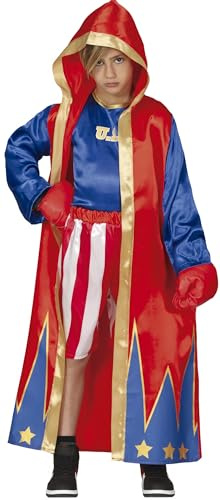 FIESTAS GUIRCA | Costume de Boxeur Enfant (3-4 ans) - Robe, T-shirt et Pantalon - Costumes Sportifs pour Halloween, Carnaval et Fêtes Costumées - Idéal pour Enfants - Bleu et Rouge