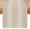 Tischläufer Modern Beige Braun Streifen 40x140 cm Läufer Tisch Vintage Abwaschbar Tischlaufer Landhausstil Leinenoptik Scheunenholz Textur Tischläufer für Frühling Herbst Küche Tischdeko