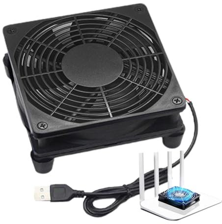 Ventilador de enrutador de 12 cm, silencioso, alimentado por USB, para PC, portátil y consola de juegos, ideal para caja de TV y carcasa de ordenador, ventilador portátil fuerte, fuente de