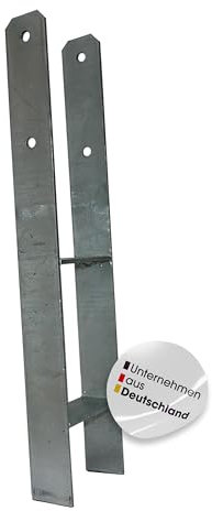 H-Pfostenanker 5,6/81/600 mm, feuerverzinkt als Pfostenträger | H-Anker 81 x 600 mm für 8 x 8 cm | stabiler Betonanker & Einschlaghülse