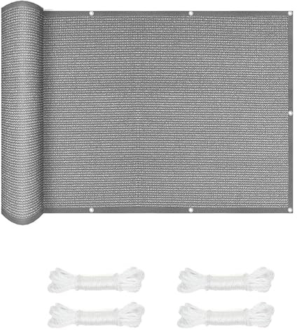 Sonnensegel Atmungsaktiv 330 x 330 cm HDPE Rechteckig UV Schutz Sonnenschutz Wetterschutz Garten Schattierungsnetz Quadrat Sonnensegel Schattenspender für Balkon Terrasse, Grau