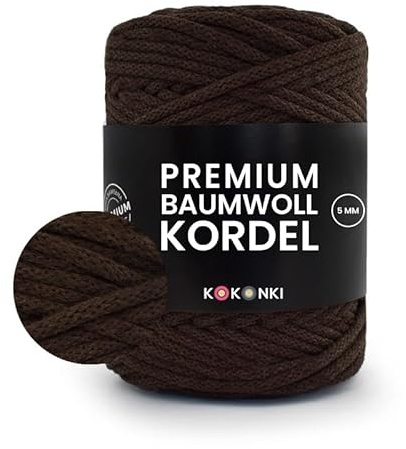 Makramee-Schnur aus Baumwolle PREMIUM By KOKONKI 5mm / Ralle 100 m (Schokolade)