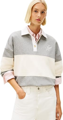 Tommy Hilfiger Damen Gold Btn Rugby Fleece Swtsrt Ww0ww48785 Pullover-Sweatshirt (1er Pack)