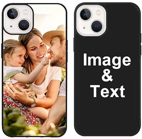 LClCllC Personalized Custom Photo Phone Case for iPhone 16/15/11/12/13/14 Pro Max/Mini,Anti-Scratch Custom Photo/Text Phone Case for Birthday Friends Gift Black