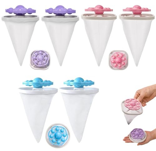 6 Stücke Haarfänger Waschmaschine, Tierhaarentferner Waschmaschine, Praktisch und Schön Geeignet zum Filtern von Haaren Hundehaaren Katzenhaaren usw (Rosa, Lila und Blau)