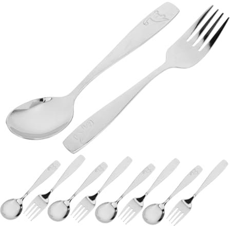 Abaodam 5 Sets Utensils Forks and Spoons for with Dinosaur Handle Dishwasher Safe for Young