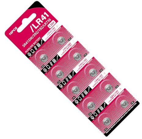10 batterie alcaline a bottone LR41, 1,5 V, ricambio AG3/192/GP192A/LR736/V3GA per vari dispositivi elettronici