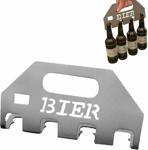 Der Quad Bieröffner & Bierhalter, Der Quad Bieröffner & Träger, 4-in-1 Flaschenöffner aus Edelstahl, Multi-Flaschen Werkzeug for Party, Treffen, Bierliebhaber