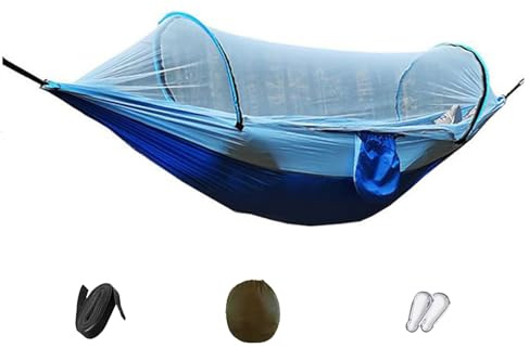 PURPLELILY Doppel-Camping-Hängematte inklusive Barriere, 260 x 140 cm, Outdoor-Bett für 2 Erwachsene, robuster Stoff, langlebig, 250 kg Kapazität, atmungsaktive Hängematte