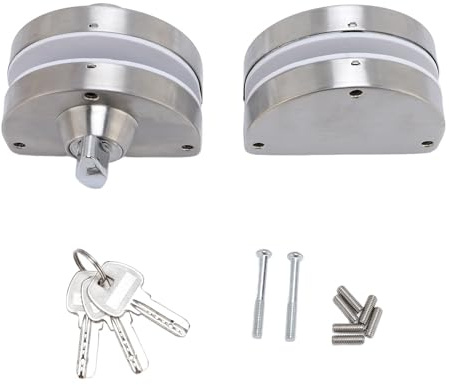 Serratura per porta in vetro Doppi bulloni in acciaio inox Battente Push Scorrevole Controllo accessi Serratura per porta in vetro per ufficio con 3 chiavi per porte a doppia anta
