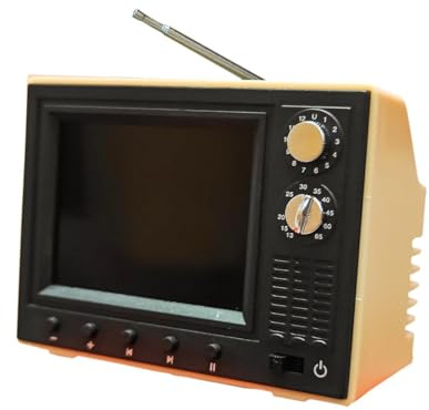 :12 Scale Mini Working TV for Dollhouse - Retro Playable Television with Sound & Light, Miniature Furniture Decor- Yellow