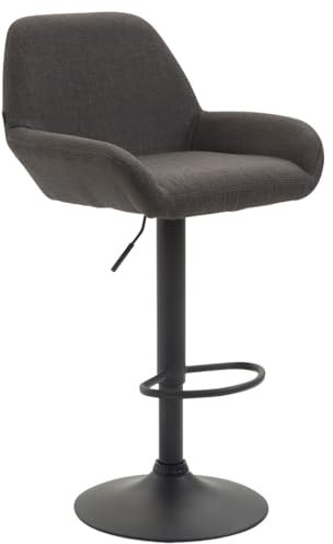 CLP Barhocker Braga Stoffbezug I Höhenverstellbarer Barstuhl Mit Metallgestell I Thekenhocker Mit Integrierter Fußstütze, Farbe:dunkelgrau, Gestell Farbe:schwarz