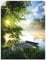 ARTland Wanddeko Wandtattoo selbstklebende Vinylfolie 90x120 cm Natur Wald Landschaft Fluss See Angelsteg Sonne Frühling T0WD