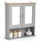 VonHaus Bathroom Mirror Cabinet – Grey Bathroom Wall Cabinet with Wood Effect Top - 2 Door with Mirror, 3 Internal Shelves & 1 Open Shelf - for Toiletries & Medicine - Shrewsbury