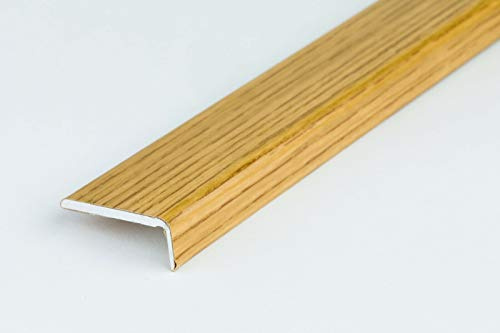 2 METERS SELF-ADHESIVE Oak, Walnut and more Anodized Threshold Laminate Floor Edge Profile Stop End TMW Profiles (Oak Plank)