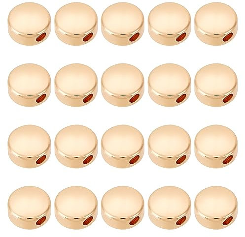BENECREAT 20 STUCKE 18 Karat Gold uberzogene Perlen Metallperlen fur DIY Schmuckherstellung und andere Kunsthandwerk - 5x3mm, Flache runde Form