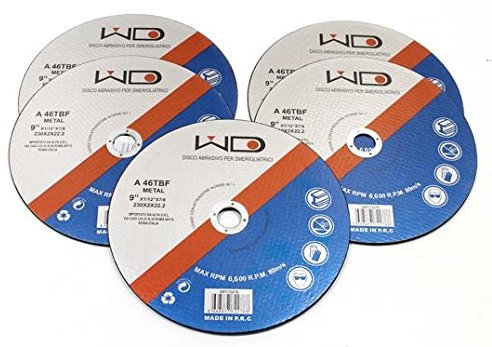 SET 5 DISCHI DA TAGLIO FERRO DA 230 mm PER SMERIGLIATRICE ANGOLARE
