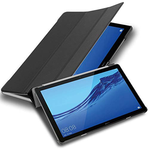Cadorabo Hülle kompatibel mit Huawei MediaPad T5 10 (10.1 Zoll) Tablethülle ohne Auto Wake Up aus Kunst Leder Klappbare Magnetische Cover Hülle für Huawei MediaPad T5 10 (10.1 Zoll) Tasche in Schwarz
