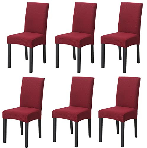 PETCUTE Stuhlhusse stuhlüberzug hussen für stühle Stretch stuhlschleifen Stretch stuhlhussen Weinrot 6er Set