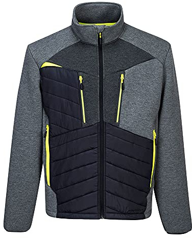 Portwest DX471 DX4 Hybrid-Steppjacke Stretchgewebe 4-Wege-Stretch 5 Taschen | Metallgrau, XL, Brusttasche mit Reißverschluss, Elastische Bündchen, Verstellbarer Saum, 5% Elasthan