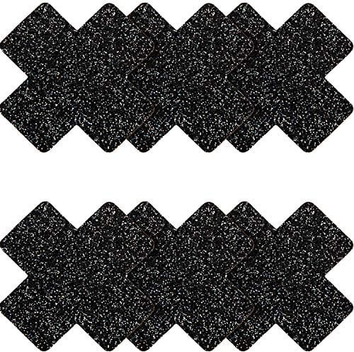 SATINIOR 6 Paare Glitter Nippel Brustbezüge Gekreuzte Nippel Aufkleber Einwegpasteten (Schwarz)