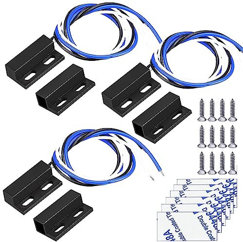 Gebildet 3 set Nero Cablaggio Interruttore Magnetico NO/NC Sensore per Porta da Incasso Contatto per Finestra Nascosta Interruttore Reed per Controllo Accessi Sostituisci Sistema di Allarme