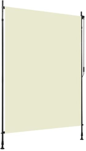 vidaXL Outdoor Roller Blind-Cream 150x270cm-Vertical Balcony Shade/Privacy Screen-Adjustable, UV/Heat Resistant Fabric with PA Coating-Easy Install