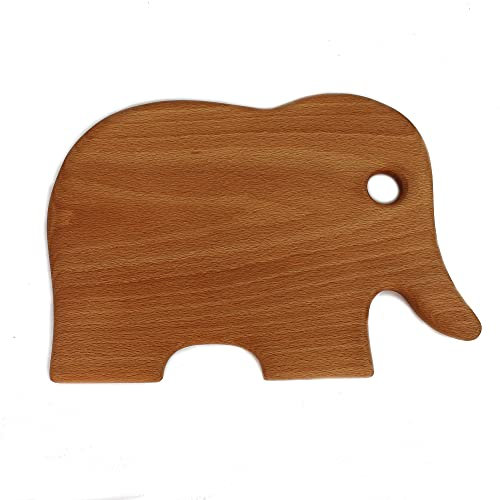 Frühstücksbrettchen aus Holz mit Tiermotiv Elefant inkl. Eierhalter, Geschenk für Kinder