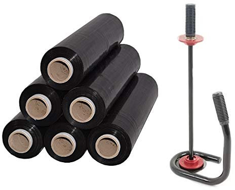 Freiziel® Profi Abroller Premium Black+ 6 Rollen 2,5 kg Stretchfolie 23 my (schwarz)