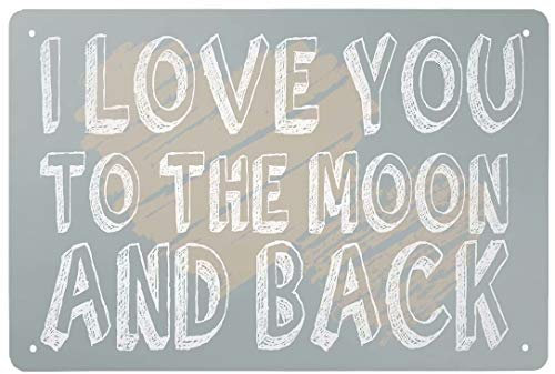 HERYNLRN Retro Blechschilder Vintage Stil I Love You To The Moon And Back Metallschild Eisenmalerei für Innen & Außen Home Bar Kaffee Küche Wanddekoration 20,3 x 30,5 cm