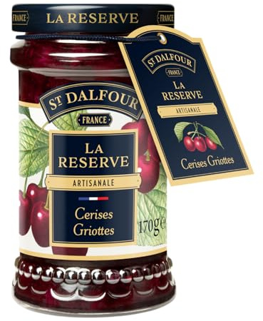 St. Dalfour La Reserve Sour Cherry Fruit Spread – 170g Jar – All Natural, No Added Sugar, French Gourmet Preserve, Vegan & Gluten-Free - For Charcuterie, Chutney Alternative - Bulk Pack 6 x 170g
