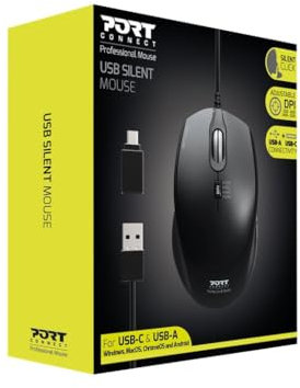 Port Connect Souris Filaire USB-A/USB-C silencieuse Noir