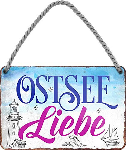 schilderkreis24 Blechschilder Kollektion 18x12cm – Nordsee, Ostsee & Meer: Dekoration & Geschenkideen mit maritimen Sprüchen (Ostsee Liebe -2)