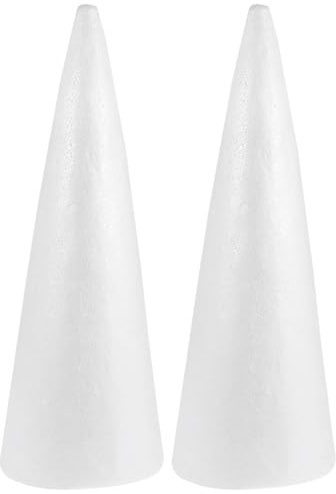 HEALLILY Styropor Kegel 38Cm Weiß 2 Stück Schaumkegel Für DIY Basteln Und Blumensteckschaum Modellierung Handwerk