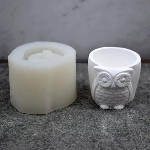 Owl Silicone Concrete Flower Pots Molds,Silicone Planter Molds Succulent Plant Flowerpot Molds Cement Clay Moulds Handmade Home Graden Decor (Big)