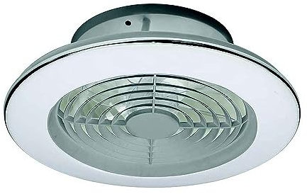 Mantra Iluminación. Modelo ALISIO MINI. Ventilador y plafón de techo de 52,5 cm de diámetro en color plata. Fuente de luz LED 70W 2700K-5000K 4900lm. Ventilador 30W
