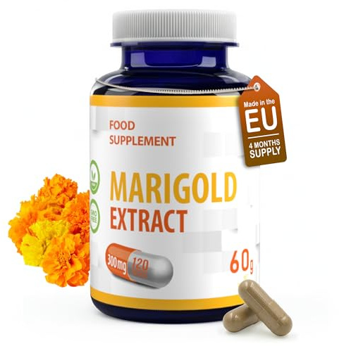 Hepatica Lutein | 30 mg, Zeaxanthin 6 mg & Meso-Zeaxanthin 9 mg | aus Ringelblumen-Extrakt 300 mg | 120 vegane Kapseln | Tagetes erecta | GMP & Laborgeprüft