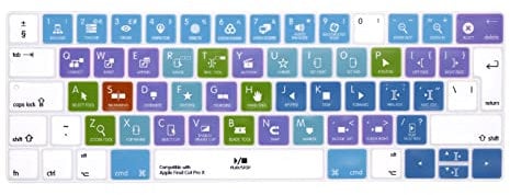 XHLWZR EU/UK Silicone Final Cut Pro X Shortcuts Hotkey Keyboard Cover Skin for MacBook Pro Touch Bar 13-inch 15-inch(A2159,A1989,A1990,A1706,A1707)(2019 2018 2017 2016)European Layout Protective Skin