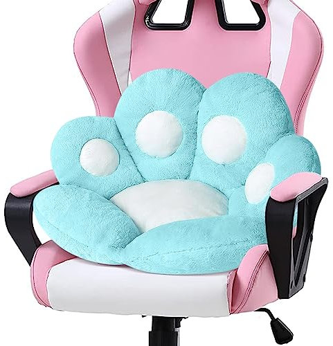 Ditucu Katzenpfoten-Kissen, Kawaii-Stuhlkissen, 79,8 x 79,8 cm, niedliches Sitzpolster, bequem, faules Sofa, Büro, Bodenkissen für Gaming-Stühle, Raumdekoration, Blau