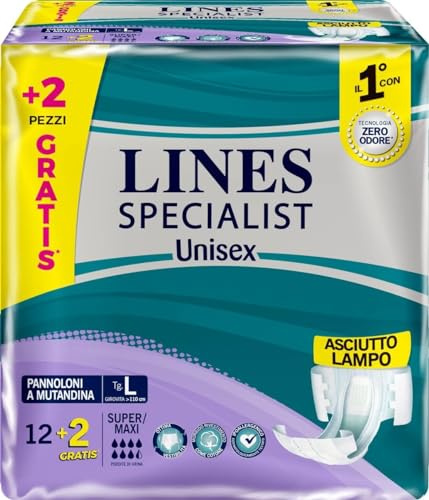 Lines Specialist Inkontinenz-Windel für Herren und Damen, Größe L x 12+2
